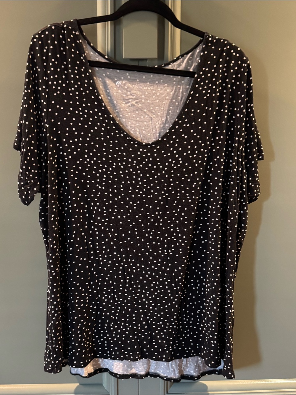 Black Polka Dot V-Neck Women’s Top